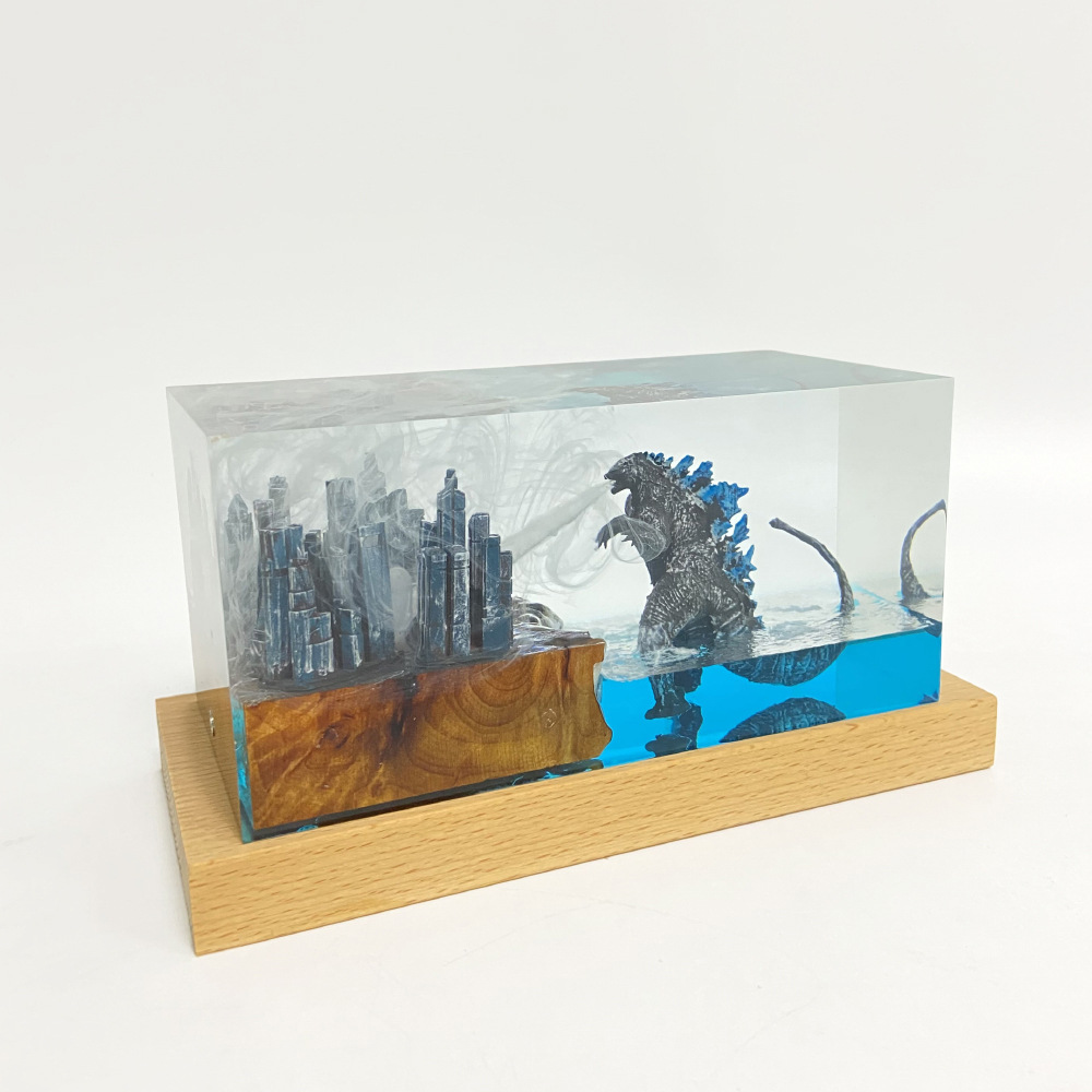 Adornos transfronterizos de resina de alta gama Accesorios para el hogar Godzilla destruye la atmósfera de la ciudad