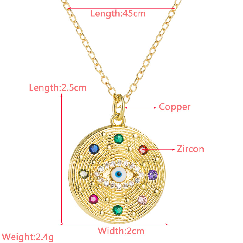 Fashion Geometric Eye Copper Pendant Necklace Zircon Copper Necklaces