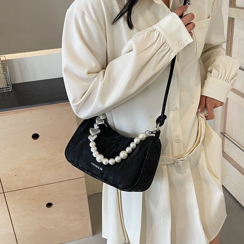 Underarm bag for women 2024 new fashion niche design solid color pearl versatile shoulder crossbody bag popular this year
