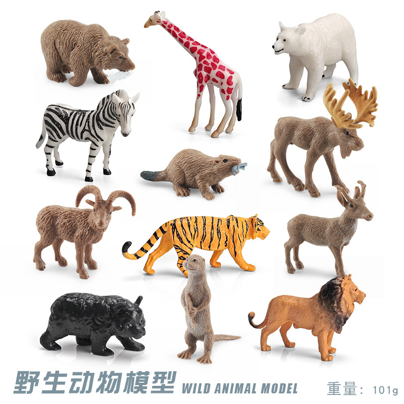 Exportación transfronteriza simulación de bosque modelo de animal cognición alce grizzly cobra camaleón elefante león adornos
