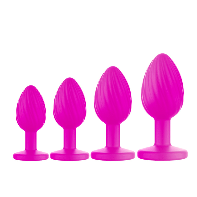 Silicone Ribbed Anal Plug with Jeweled Base, Body-Safe Fetish Toy — detail image 4