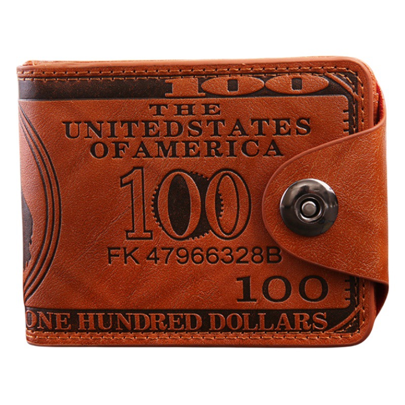 Cartera retro variable de los hombres Hebilla magnética corta Patrón de dólar de EE. UU. Bolsa de dólar Cartera de hombre Cartera de estilo empresarial de múltiples tarjetas