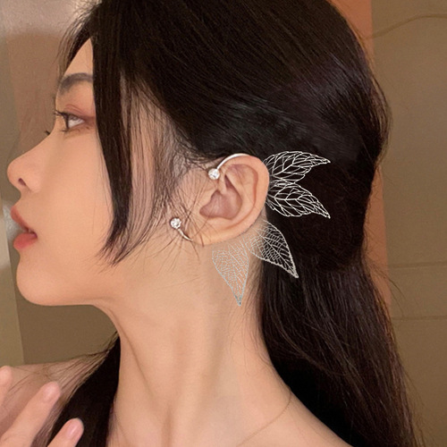 Retro hanfu ear leaf hanging summer woman without ear pierced earrings ear bones with sen national wind ear clip boom