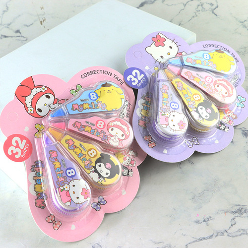 New girl's heart correction tape, student cute cartoon four pack, large capacity correction tape, error correction tape, school supplies