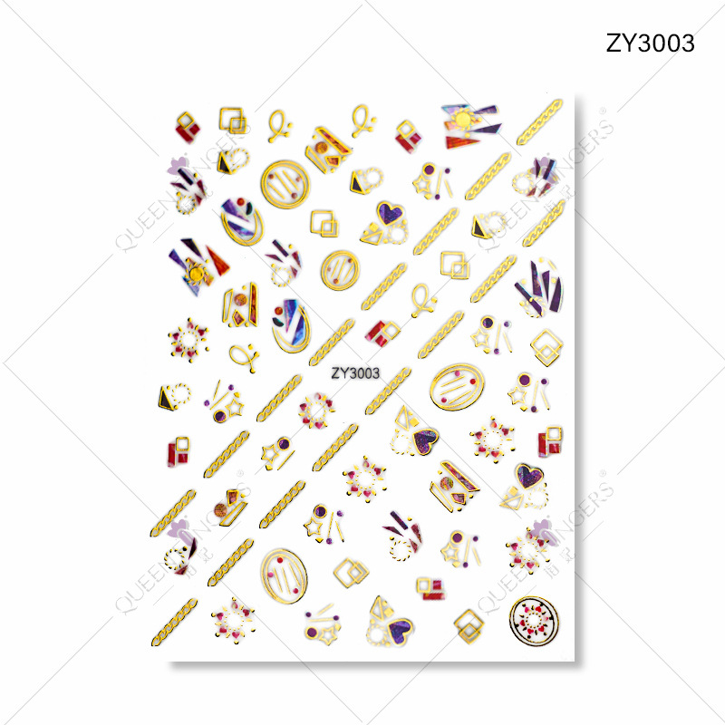 Concubina joyería de uñas geométrico universo planeta gilding DIY pegatinas de uñas Moon Gem 3D pegatinas de uñas adhesivas