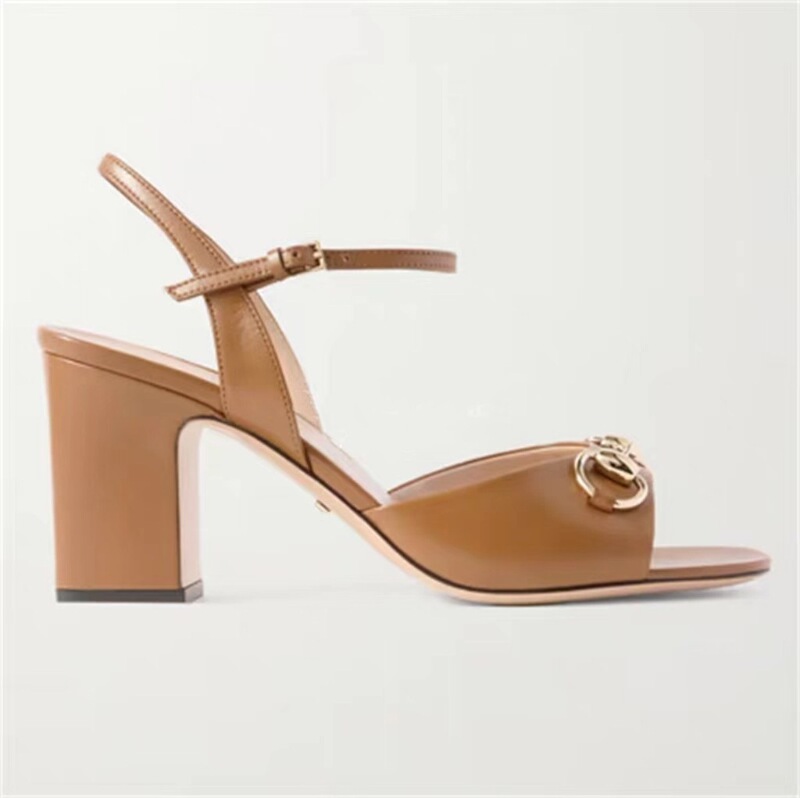 New French-style high-heeled shoes for cross-border foreign trade, summer new fish-mouth chain buckle sandals with chunky high heels, large size sandals