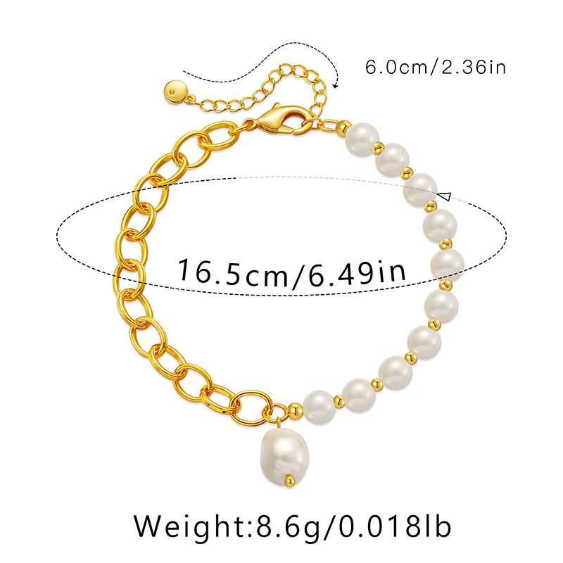 13g Weight 18K Gold Plated Plating Material Sweet Water Droplets Imitation Pearl Copper Plating 18k Gold Plated Bracelets