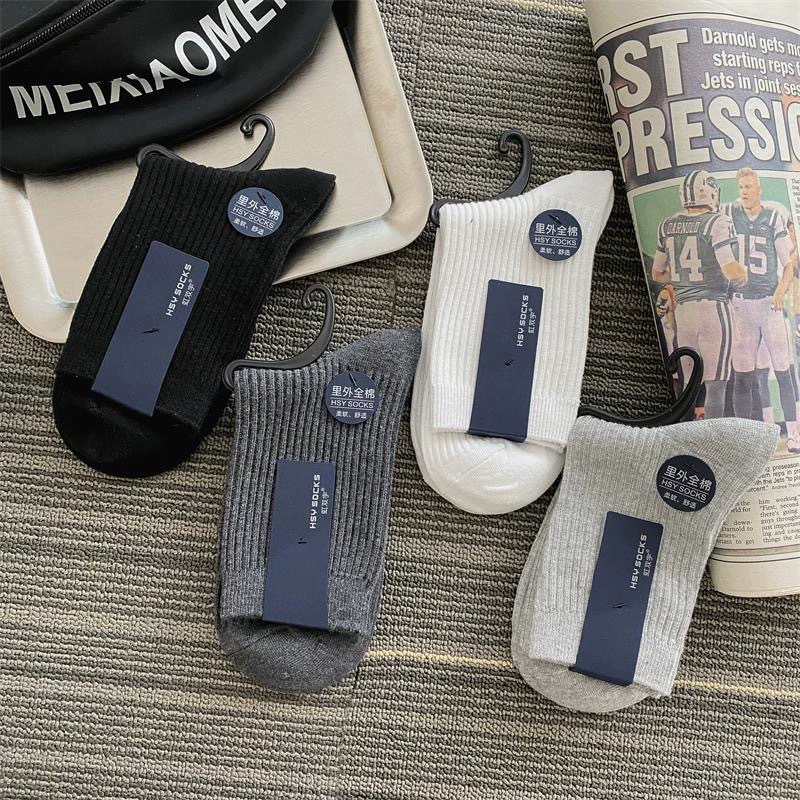 Мужские повседневные двухигольные хлопковые носки Four Seasons в трубке, вертикальные чулки, деловые мужские носки, производители Zhuji оптом