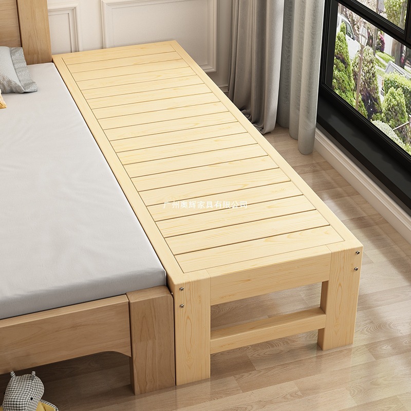 Children's Spliced Bed with Widened Bedside Extension, Baby Flat Bed, Adjustable Solid Wood Crib for Adults to Sleep on