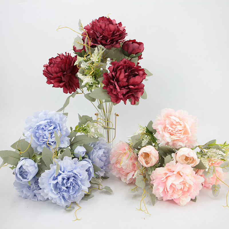 Simulación de un montón de peonías decoración del hogar flores artificiales flores imitación fotografía apoyos flores de seda al por mayor