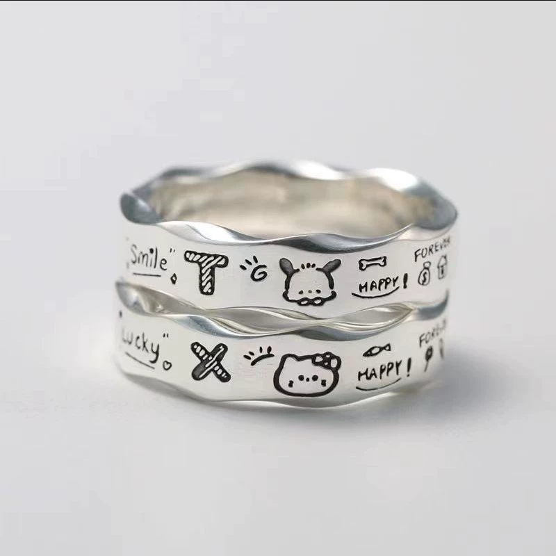 Hello Kitty, мультяшное волнистое кольцо для любимого мужчины и женщины