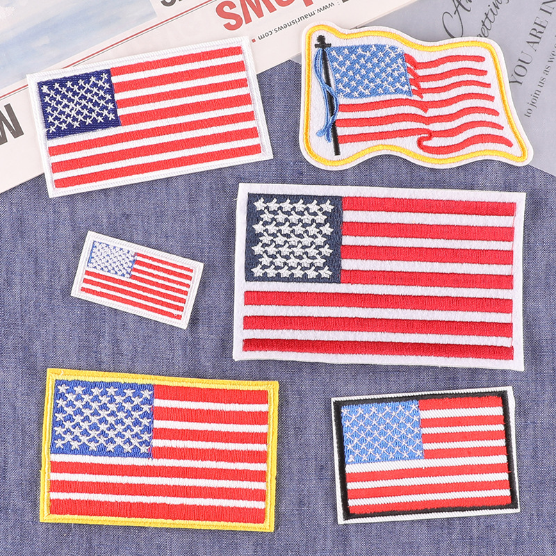 电脑绣花标方形徽章章仔标服装装饰辅料衣帽手工补丁背胶刺绣布贴