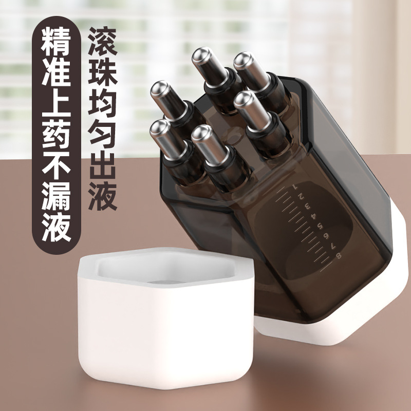 Mini portátil Mino dispensador de medicina del cuero cabelludo Bola de cuidado del cabello líquido de fijación del cabello peine de la medicina 1ML peine de masaje líquido peine guía