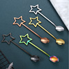 Creative Korea 304 Stainless steel Coffee spoon Cup spoon household lovely Five-pointed star Stirring spoon Dessert gift