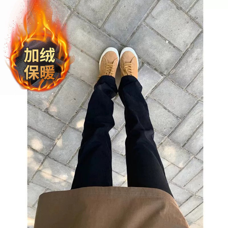 Black High-Waisted Straight-Leg Jeans for Women, Spring and Autumn 2025 New Style, Loose and Versatile, Slimming Pear-Shaped Body, Cigarette Pants Trendy