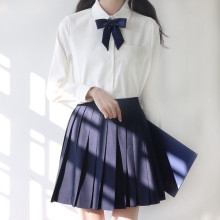 jk制服日系春夏季校服女学生长袖纯色白衬衫校服班服百褶短裙套装