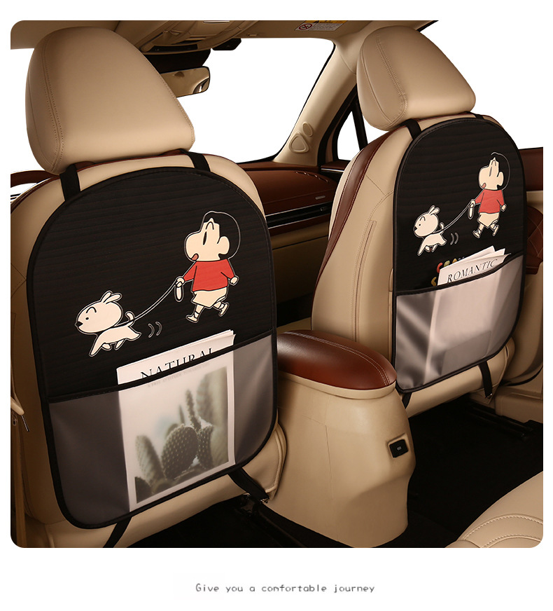 Small new ladies cute cartoon chair back anti-kick cushion car seat chair back anti-fouling cushion belt storage belt