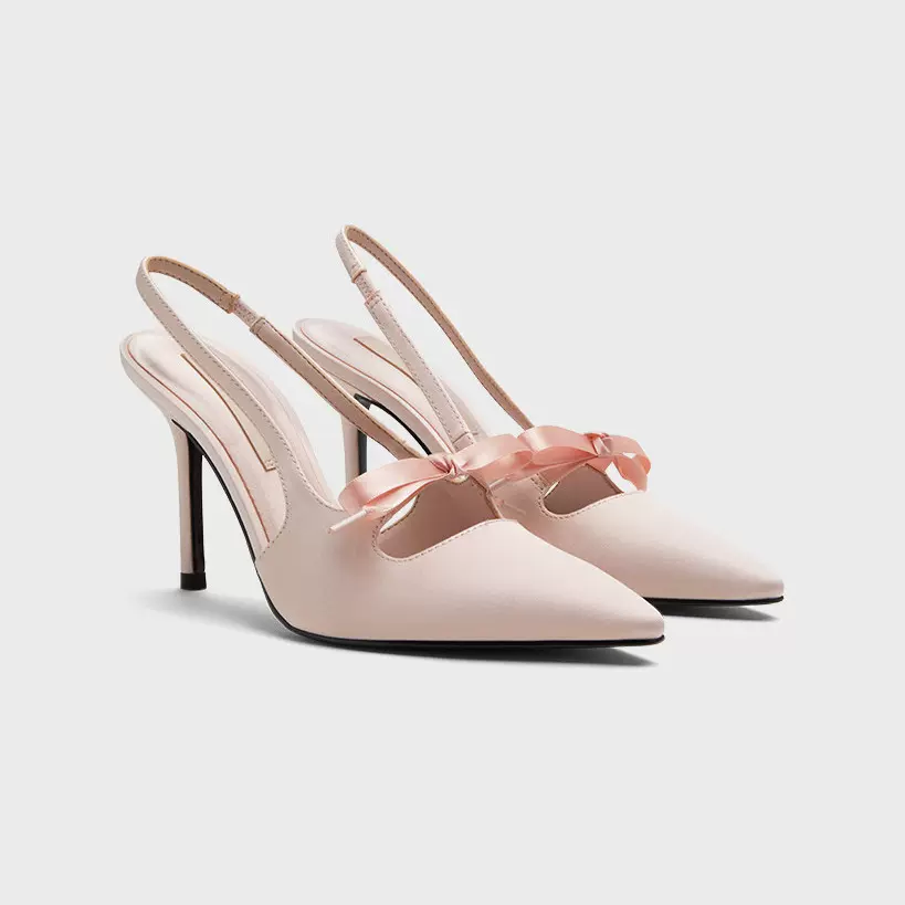 绝美高跟气质女设计感小众高跟鞋2026新款包头缎面蝴蝶结尖头凉鞋