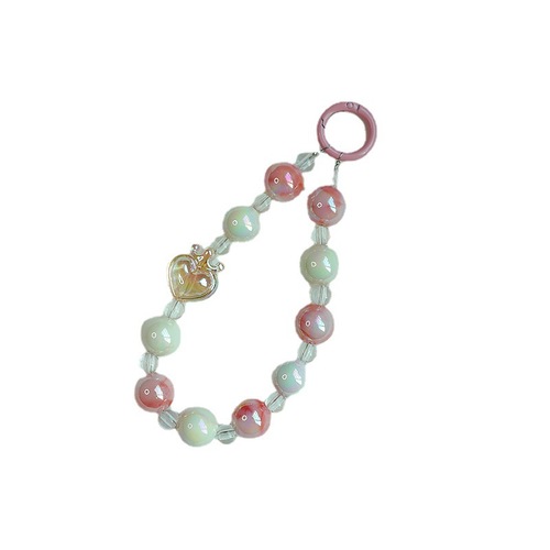 New two-color bead mobile phone chain pendant plated color crown ins fashion keychain bag hanging accessories women's bracelet 