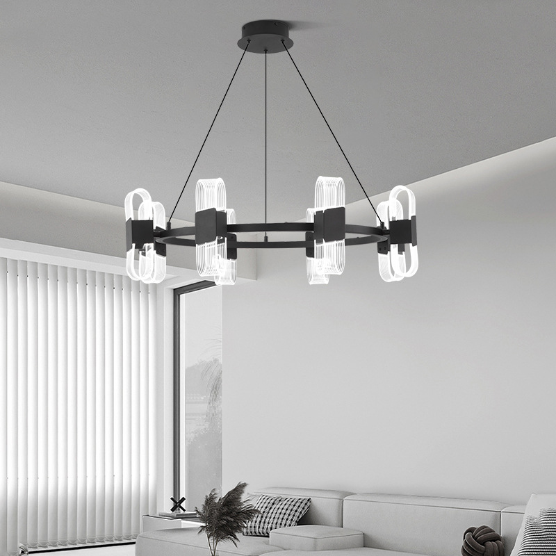 Nueva sala de estar moderna Youmeng dormitorio candelabro creativo lámpara cortina restaurante simple 2025 arte faro redondo