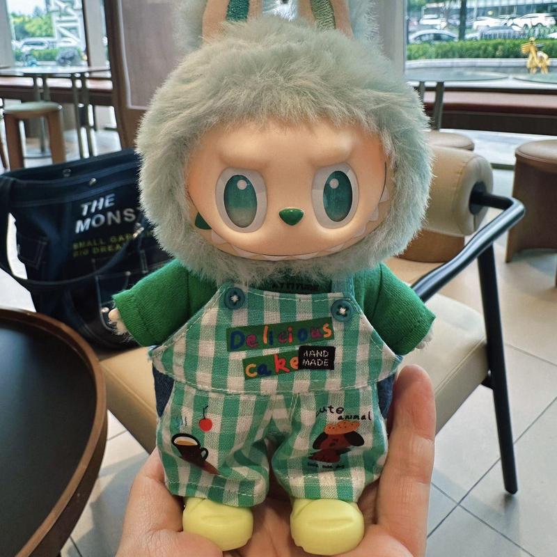 牛油果格子绿labub手作娃衣衣服玩偶装扮时尚可爱装饰套装浩鹤|undefined