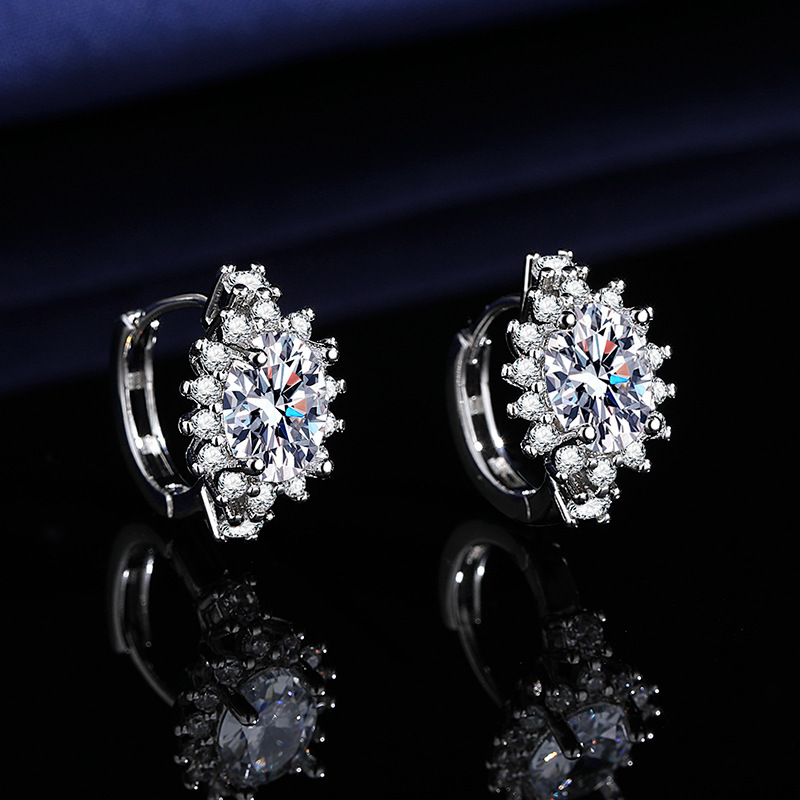 New Colorful Ocean Heart Inlaid Sapphire Group Earrings Live Broadcast European and American Cross-Border Hot Selling Earrings and Earrings for Women