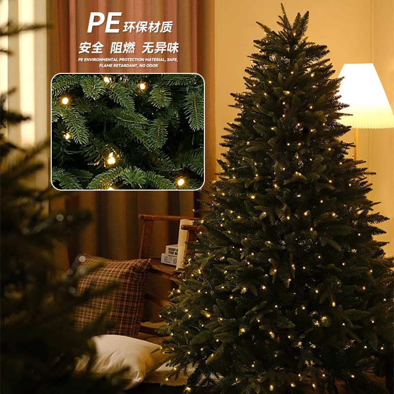 Ventas transfronterizas de simulación de gran tamaño nuevo árbol de Navidad al por mayor pe imitación de árbol de pinos 1.5m 1.8m árbol de Navidad con luz