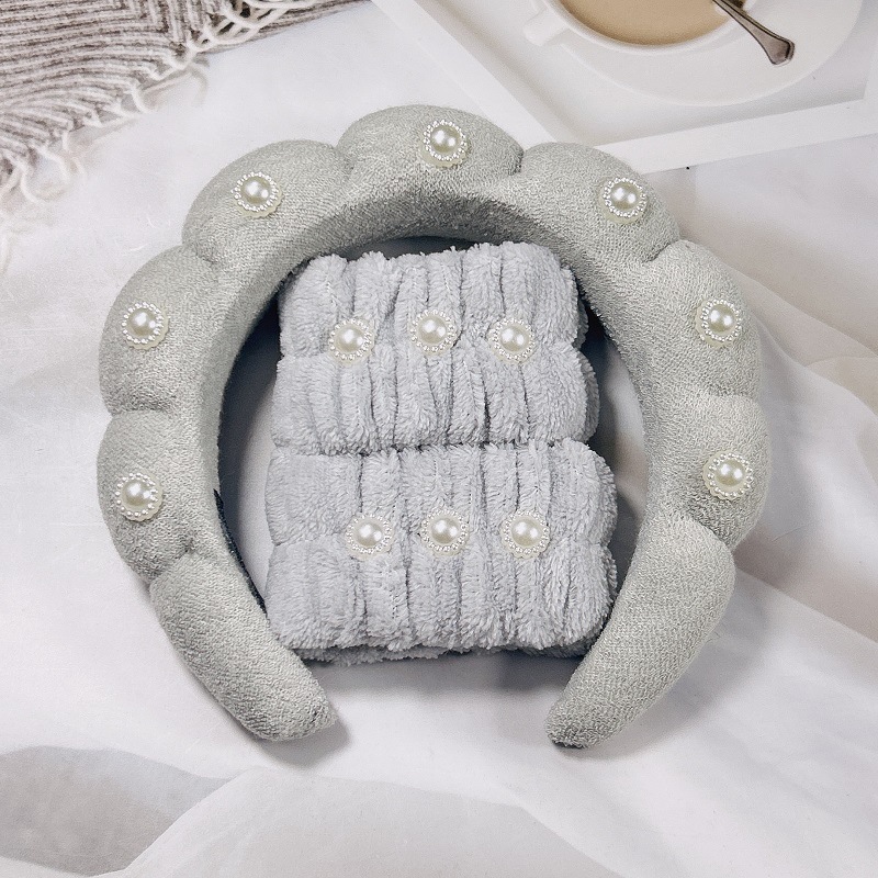 초음파 트위스트 진주 머리띠-회색 (20*17*4cm 86g)