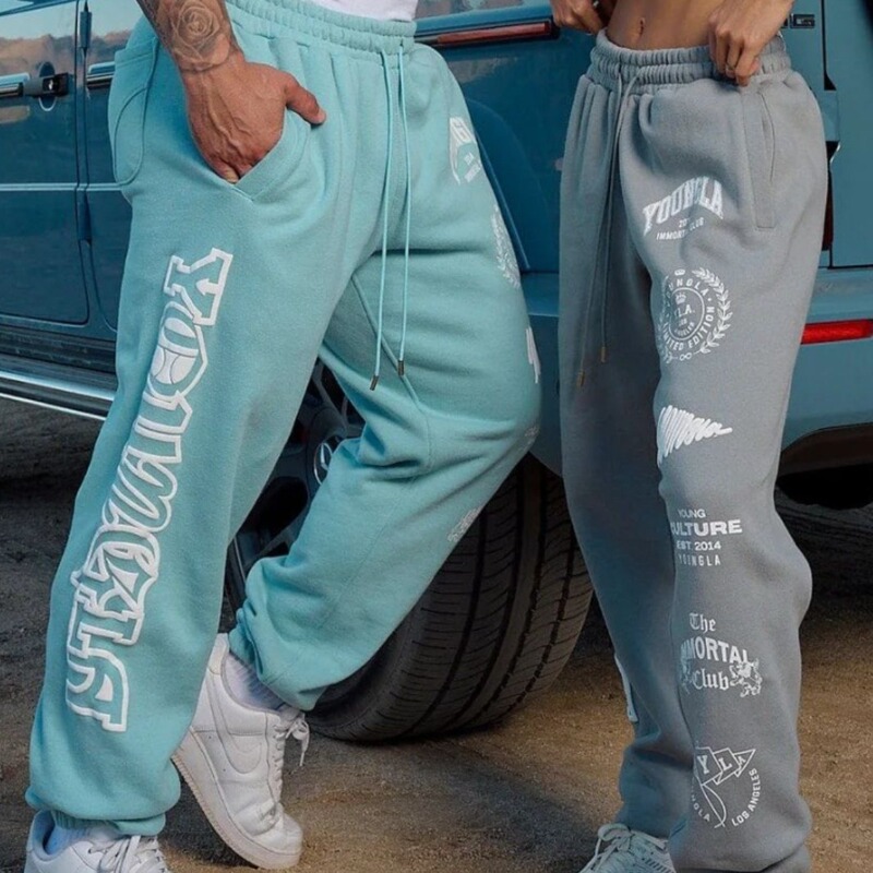 YOUNGLA Jogger New Sweatpants Men's Sports Pants Sports Fitness Casual Trendy Brand Pants Cotton Printed bouquet