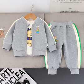 男童宝宝秋装套装三件套2025新款童装婴儿外穿衣服儿童早秋外套