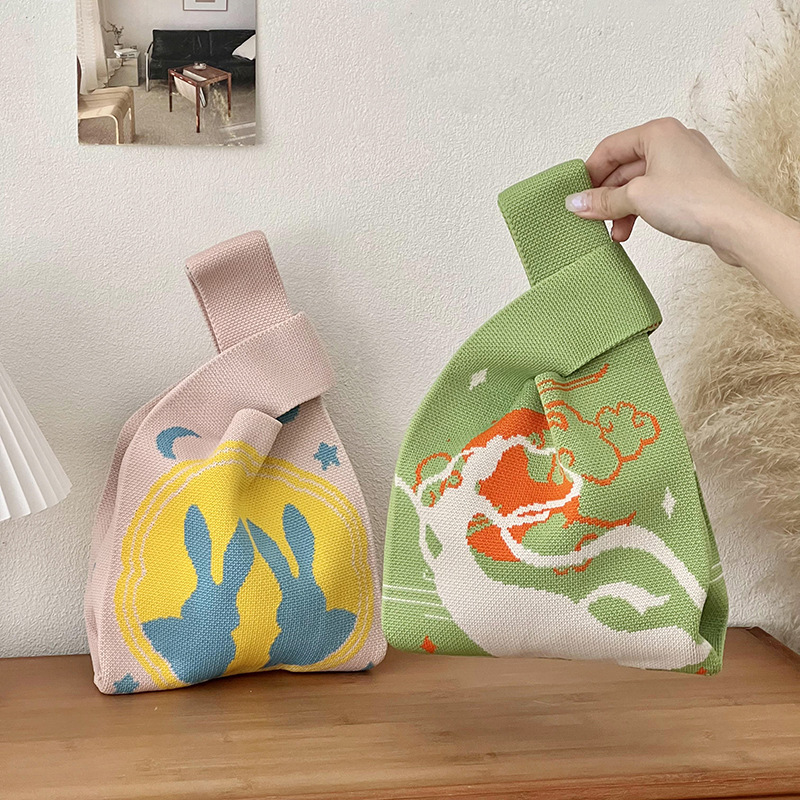 Bolsa de tejido de conejo de mediodía de otoño bolsa de tejido bolsa de mano de tejido bolsa de tejido de vuelo bolsa de hombro bolsa de regalo