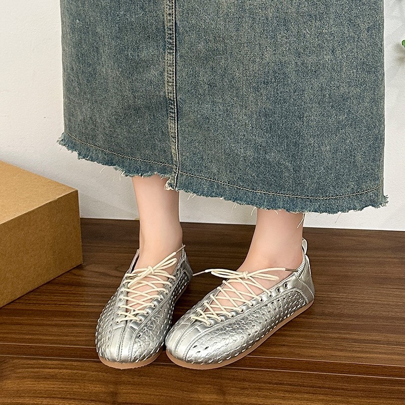 2026 primavera y verano retro correa francesa trenzada correa de agujero Mary Jane zapatos de ballet soleos sandalias romanas