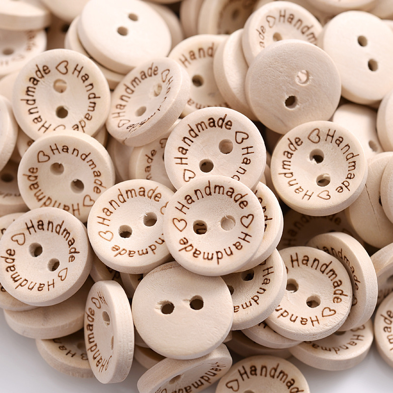 Manufacturer Customized Four-Eye Thin Edge Wooden Log Buttons, Natural Environmentally Friendly Wooden Buttons, Kidsren's DIY Wooden Buttons