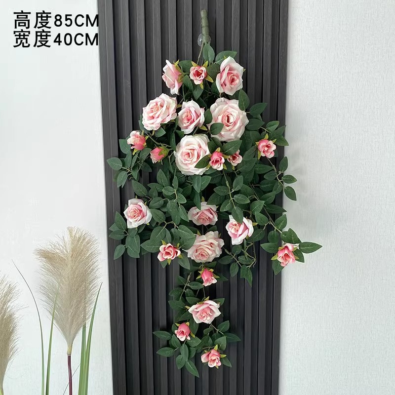 Simulación transfronteriza rosa colgada en la pared de plástico artificial de flores藤 acondicionado de aire acondicionado de pared de hogar orquídea colgante de orquídea decorada planta de藤