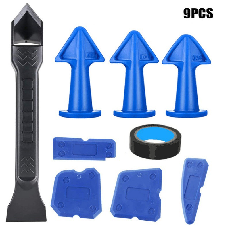 跨境供应9件套美缝工具玻璃胶填缝涂抹器密封胶刮刀厨房修整