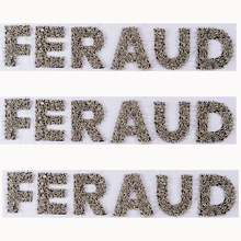 字母手缝珠管镶钻毛毡布贴 珠管珠子串立体手缝珠 字母图案亮片珠