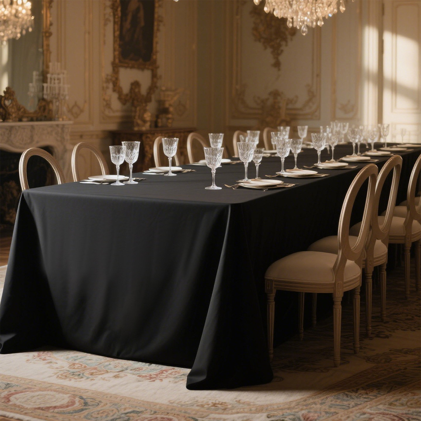 French-Style Black Tablecloth Rectangular 2026 New Model Light Luxury High-End Tablecloth Waterproof and Stain-Resistant Tablecloth