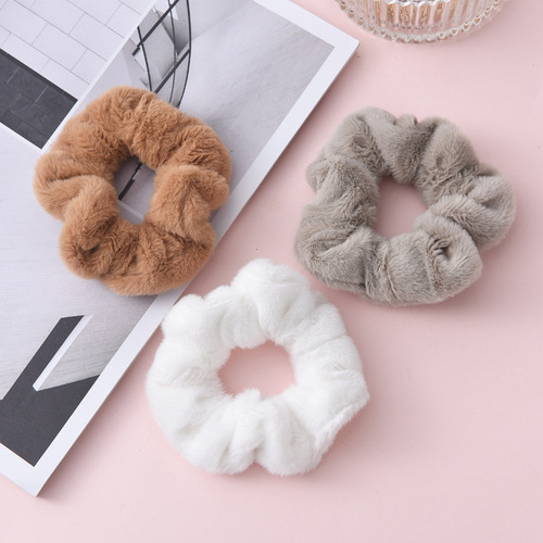 Winter large and versatile imitation rabbit hair rope warm headband women's plush hair ring internet celebrity large intestine ring ins hair accessory