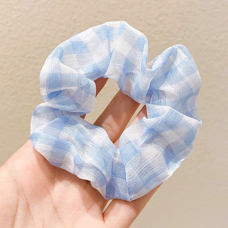 韩系春夏蝴蝶结大肠发圈女款蕾丝碎花头绳粉色方巾大号发饰|undefined