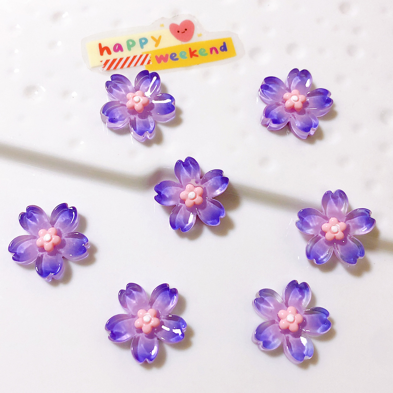 Serie de flores luminosas accesorios de material de resina bricolaje horquilla accesorios para el cabello refrigerador pegatina decoración doble color Flor al por mayor