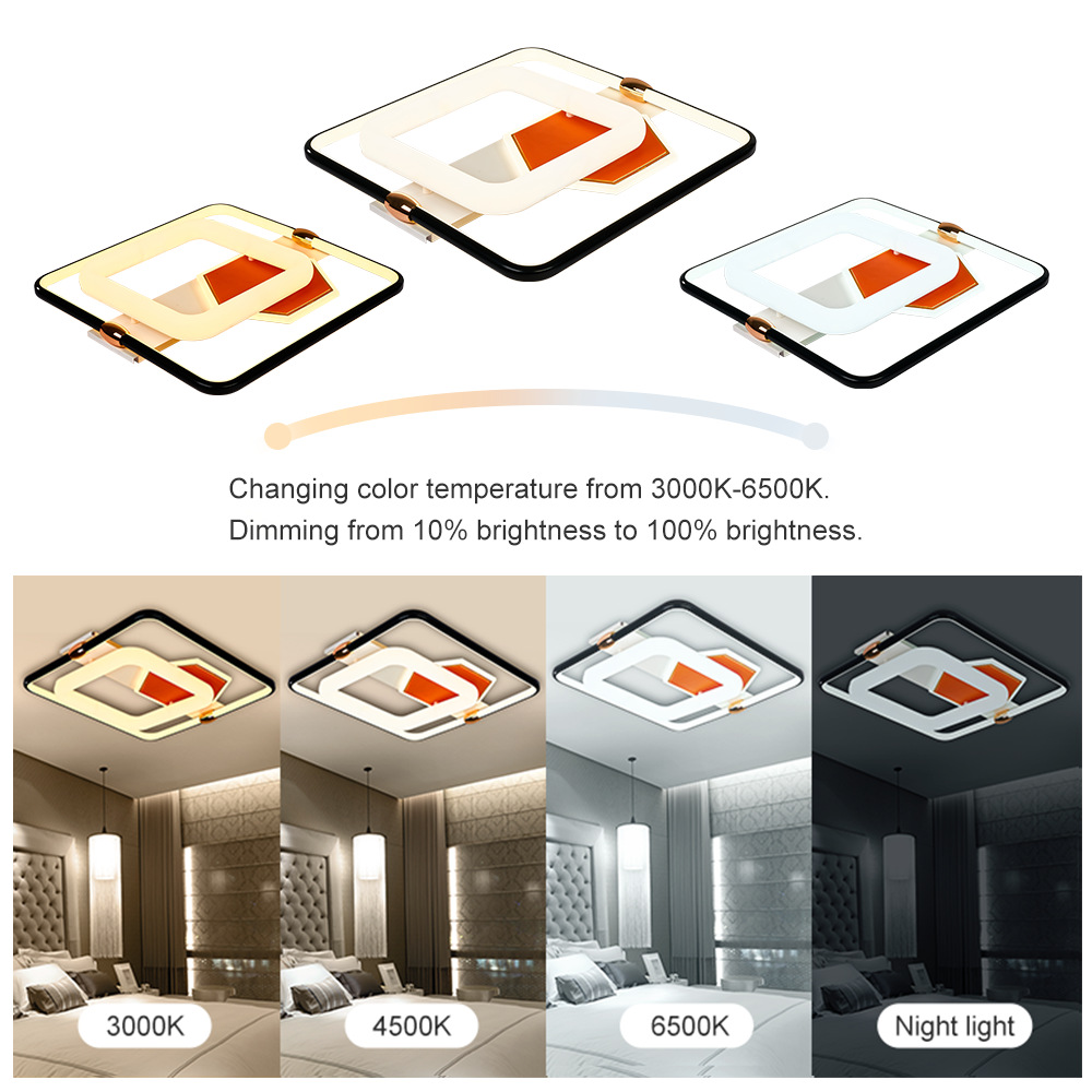 新款LED简约现代灯2.4G方形72W无极调光APP遥控吸顶灯客厅卧室灯