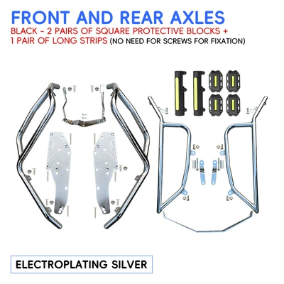Motorcycle bumper, bars, modification - silverenhanced-front-bumper-rear-bumper-black-protective-blocks