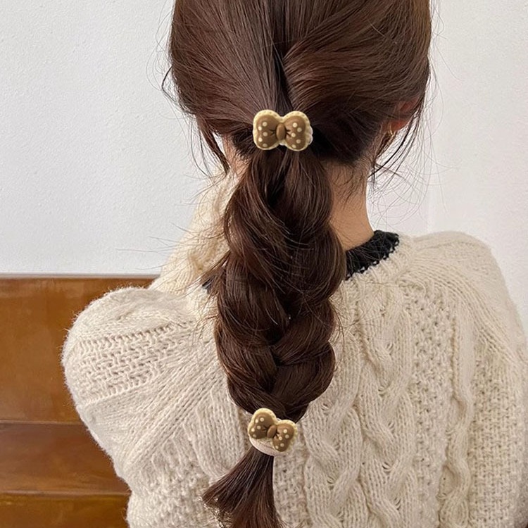 Te de leche ondulado punto arco anillo de cabello temperamento de alta calidad chica cuerda de cabello de cola de caballo universal banda de goma adornos para el cabello