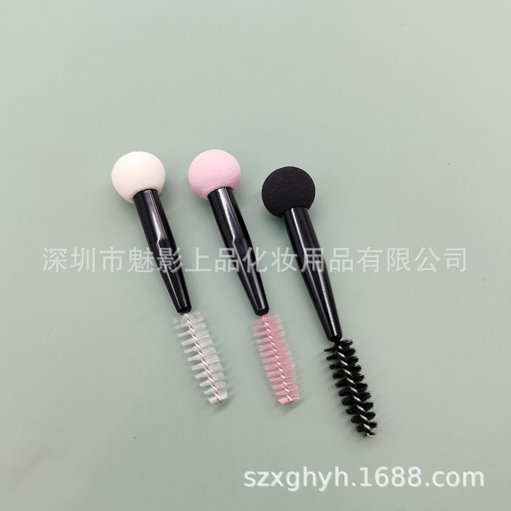 Esponja de doble cabeza cepillo de maquillaje ceja sello ceja polvo ceja líquido crema fácil ceja pestañas formación recubrimiento líquido cepillo