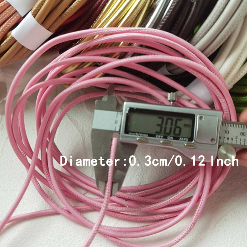 3mm现货ins糖果色PU皮革编织车缝圆形包芯包包手袋装饰DIY皮绳