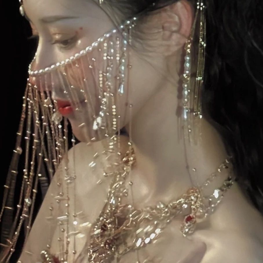 Rideau de surface Hanfu Voile antique Gland Oreilles suspendues Cheveux pour enfants Rideau de surface Couvre-visage Coiffe Ancienne Costery Bijoux assortis_voghion.com