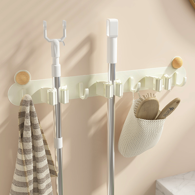 Clip de trapeador de aire de crema de baño gancho sin agujeros de almacenamiento de artefactos del baño trapeador de trapeador de escoba fijación tipo pared