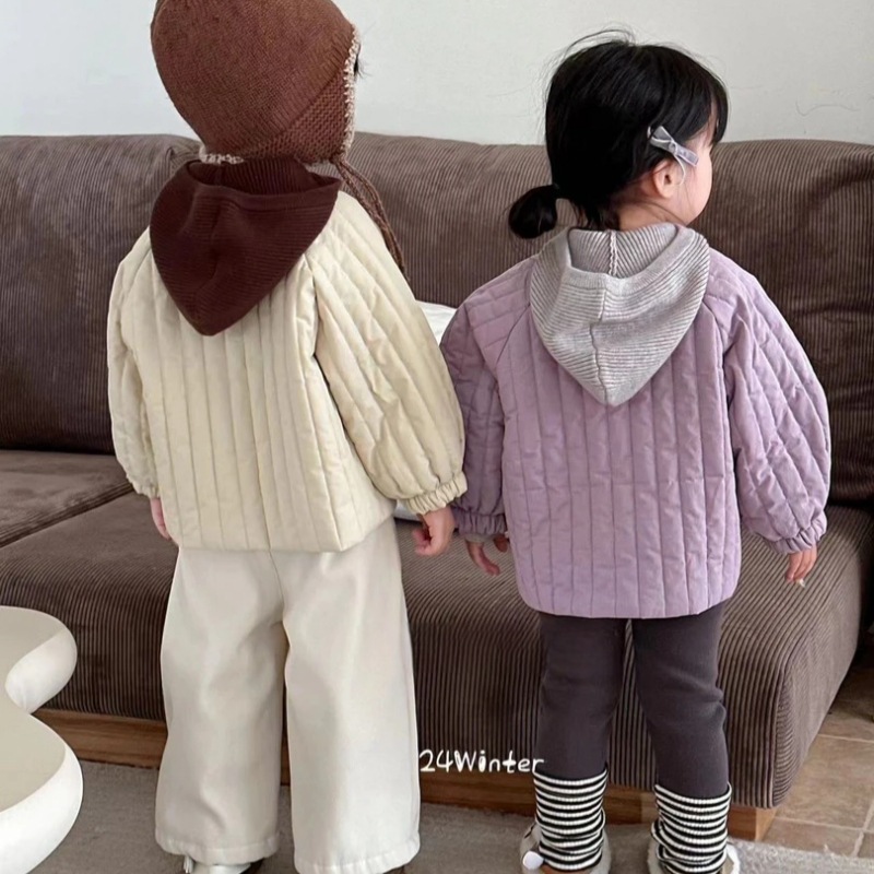 Child Star Round Girls 2024 modelos de otoño e invierno más terciopelo grueso chaqueta de algodón cálida chaqueta coreana de moda para bebé femenino