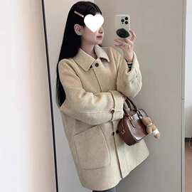 韩系呢子大衣女2025年新款秋冬季高级感毛呢外套小个子冬天中长款