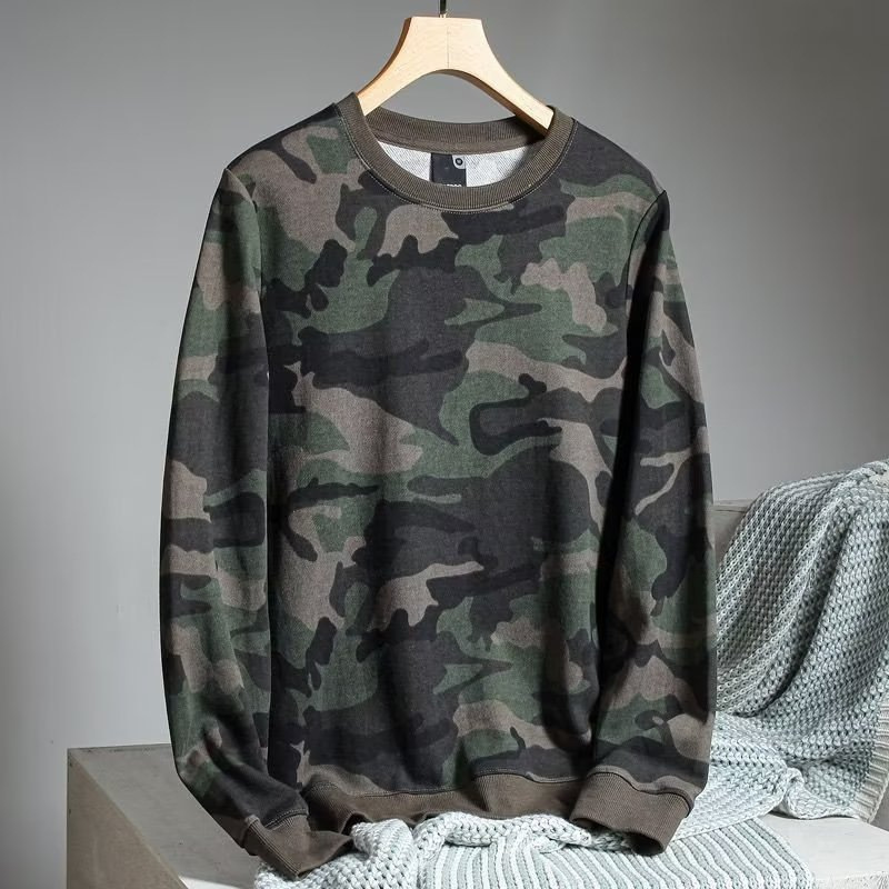 2025 Spring New Style Camouflage Print Loose Casual Student Couple Tops Long-Sleeved Pullover Round Neck Sweatshirt for Men 2025 Spring New Style Camouflage Print Loose Casual Student Couple Tops Long-Sleeved Pullover Round Neck Sweatshirt for Men